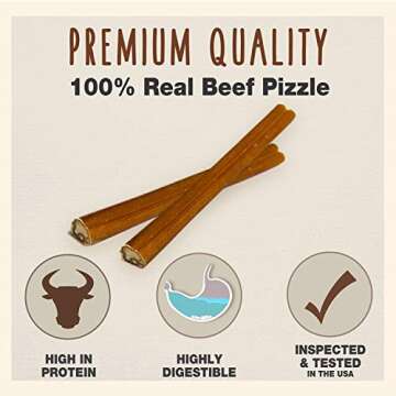 Cadet Bully Sticks for Small Dogs – All-Natural Beef Pizzle, High Protein, Low Fat, Long-Lasting, ...