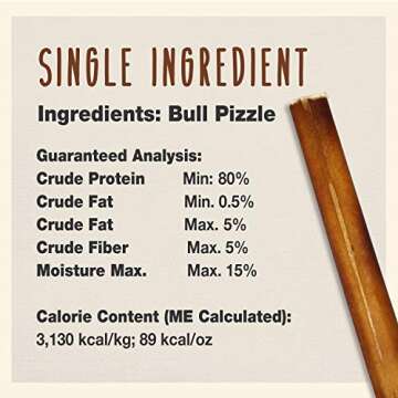 Cadet Bully Sticks for Small Dogs – All-Natural Beef Pizzle, High Protein, Low Fat, Long-Lasting, Grain & Rawhide-Free Dog Chews for Aggressive Chewers, Small (6 Ounce)