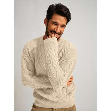 PJ PAUL JONES Men's Warm Cable Knit Pullover Sweater