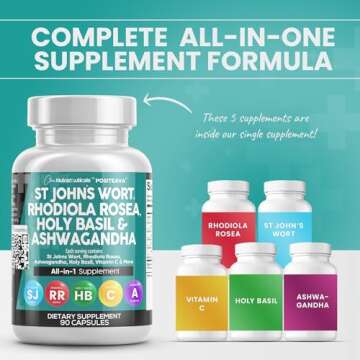 Clean Nutraceuticals St Johns Wort Rhodiola Rosea Holy Basil Ashwagandha - Mood Support for Women an...