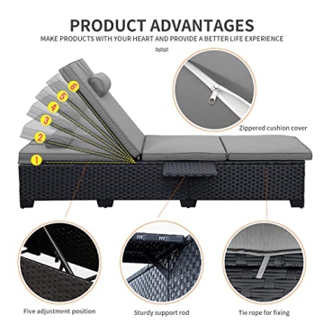 WAROOM Outdoor Chaise Lounge Chairs - Adjustable & Stylish