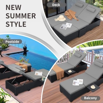 WAROOM Outdoor Chaise Lounge Chairs - Adjustable & Stylish