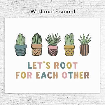Let's Root For Each Other, Kids Bedroom Wall Art Decor, Children's Inspiration Quote, Plant Decor, P...