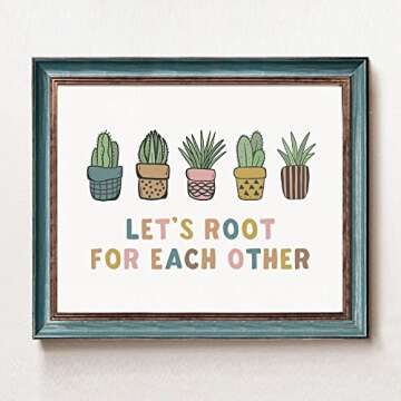 Let's Root For Each Other, Kids Bedroom Wall Art Decor, Children's Inspiration Quote, Plant Decor, Playroom Decor, Be Kind, Child Art, Boho Classroom Decor, Unframed (8x10 inch)