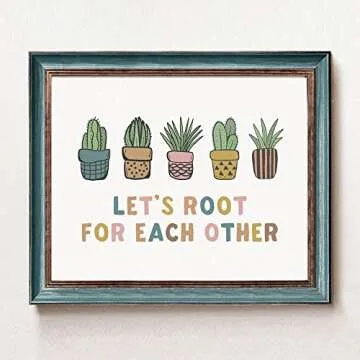 Let's Root For Each Other, Kids Bedroom Wall Art Decor, Children's Inspiration Quote, Plant Decor, Playroom Decor, Be Kind, Child Art, Boho Classroom Decor, Unframed (8x10 inch)
