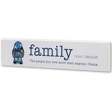 Disney Lilo and Stitch Ohana Family Definition Wood Plank Wall Decor - Cute Stitch Wall Art for Home...