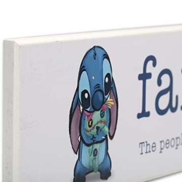Disney Lilo and Stitch Ohana Family Definition Wood Plank Wall Decor - Cute Stitch Wall Art for Home Decorating