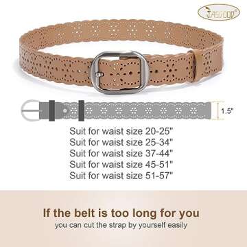 JASGOOD Women's Hollow Flower Genuine Leather Belt for Jeans Pants Wide Belt for Ladies