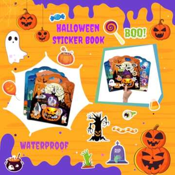 Halloween Reusable Sticker Books for Kids Ages 4-8