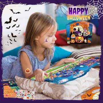 Halloween Reusable Sticker Books for Kids Ages 4-8