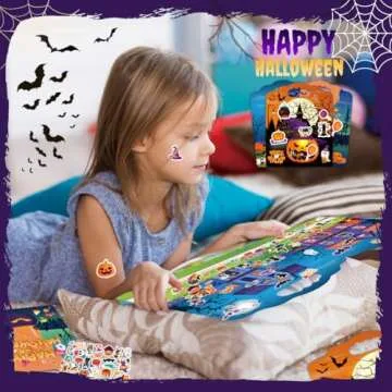 Halloween Reusable Sticker Books for Kids Ages 4-8