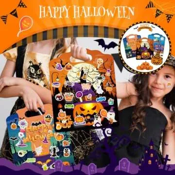Halloween Reusable Sticker Books for Kids Ages 4-8