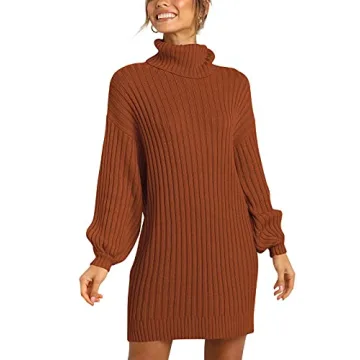 ANRABESS Women Oversized Sweater Dress Turtleneck Batwing Long Sleeve