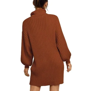 ANRABESS Women Oversized Sweater Dress Turtleneck Batwing Long Sleeve