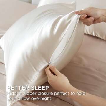 Bedsure Satin Pillowcase Set - King Size Zipper Closure