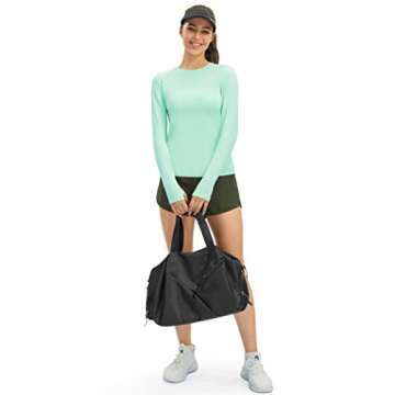 PERSIT Long Sleeve Workout Shirts for Women UV Protection Athletic Hiking SPF UPF 50 Sun Shirt Running Fishing Yoga Tops-Aqua Green-L