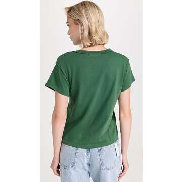 DAYDREAMER Women's Fleetwood Mac Butterflies Reverse Tee, Stormy Green, XS