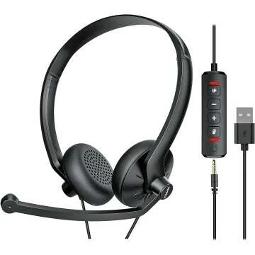 USB Headset with Microphone for Online Meetings