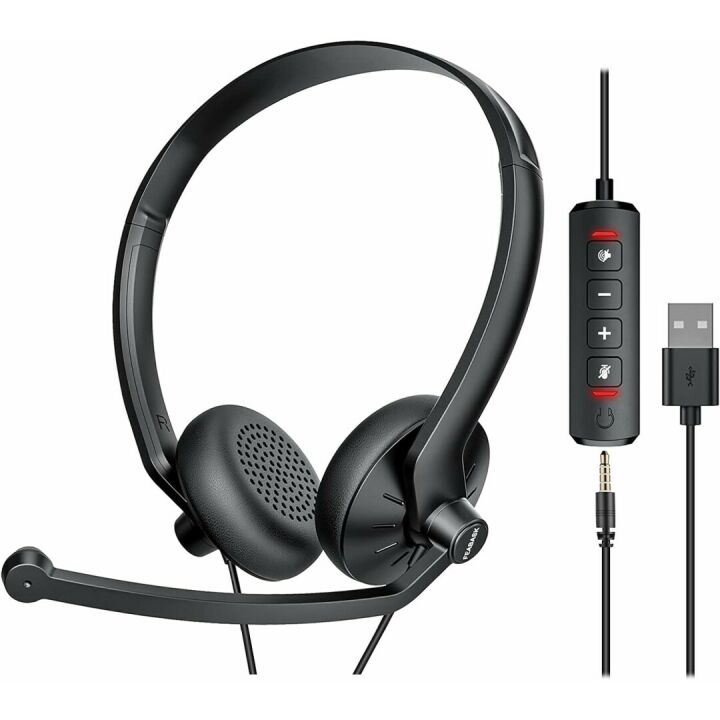 USB Headset with Microphone for Online Meetings