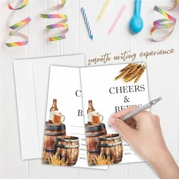 Nuckxy Cheers & Beers Birthday Invites - Fun Retro Design