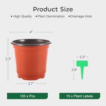GROWNEER Nursery Pots 120 Pcs for Seedlings and Gardeners