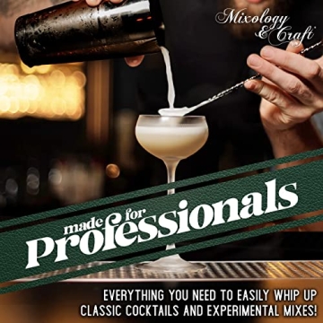 Mixology Bar Tool Set with Mahogany Stand for Home Bartending