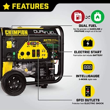 Champion 9375/7500-Watt Dual Fuel Generator with Electric Start