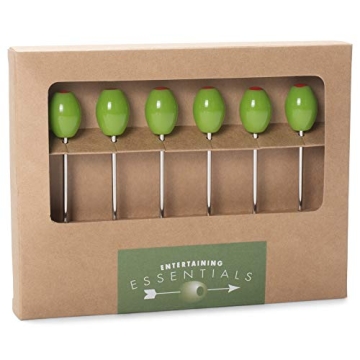 Stainless Steel Green Olive Cocktail Picks Set of 6