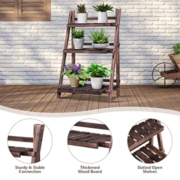 Giantex 3-Tier Folding Plant Stand for Home and Garden