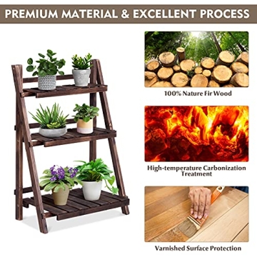 Giantex 3-Tier Folding Plant Stand for Home and Garden
