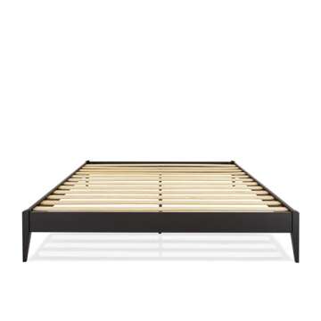 Bme Dinkee King Platform Bed Frame Wood 15 Inch - Solid Wood Bed Frame - Modern & Minimalist Style - 12 Strong Wood Slat Support - Easy Assembly - No Box Spring Needed - Black