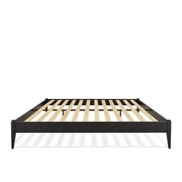 Bme Dinkee King Platform Bed Frame Wood 15 Inch - Solid Wood Bed Frame - Modern & Minimalist Style - 12 Strong Wood Slat Support - Easy Assembly - No Box Spring Needed - Black
