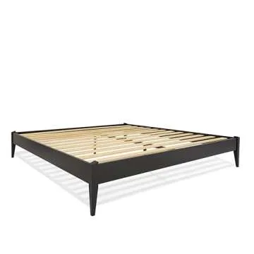 Bme Dinkee King Platform Bed Frame Wood 15 Inch - Solid Wood Bed Frame - Modern & Minimalist Style - 12 Strong Wood Slat Support - Easy Assembly - No Box Spring Needed - Black