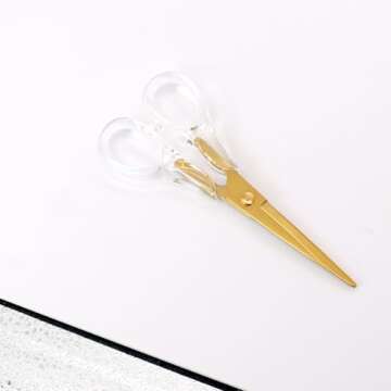NatSumeBasics Gold Scissors Clear Acrylic Scissors 6.5" Craft Office Professional Shears for Home Sc...