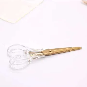 NatSumeBasics Gold Scissors Clear Acrylic Scissors 6.5" Craft Office Professional Shears for Home School Office Desk Accessories Stationery Supplies (Clear Gold)