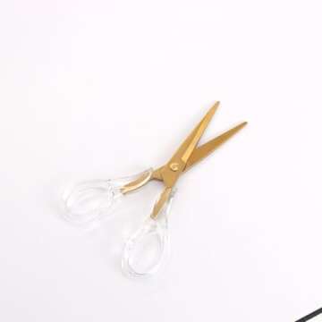 NatSumeBasics Gold Scissors Clear Acrylic Scissors 6.5" Craft Office Professional Shears for Home School Office Desk Accessories Stationery Supplies (Clear Gold)
