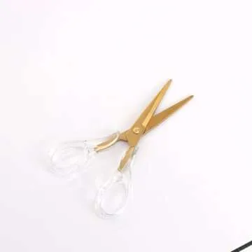NatSumeBasics Gold Scissors Clear Acrylic Scissors 6.5" Craft Office Professional Shears for Home School Office Desk Accessories Stationery Supplies (Clear Gold)