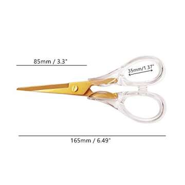 NatSumeBasics Gold Scissors Clear Acrylic Scissors 6.5" Craft Office Professional Shears for Home School Office Desk Accessories Stationery Supplies (Clear Gold)