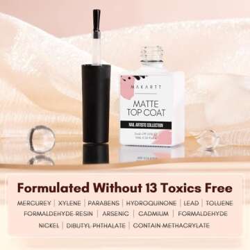 Makartt Matte Gel Top Coat 10ml, Soak Off No Wipe Long-Lasting Matte Finish for Nail Art, Protective Seal with Smooth Velvet Texture for DIY and Salon Manicure