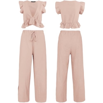 FANCYINN Summer Outfits for Women Deep V Neck Crop Set