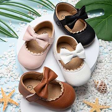 CENCIRILY Infant Baby Girls Mary Jane Flats Non Slip Soft Sole Prewalker Princess Wedding Dress Shoe...