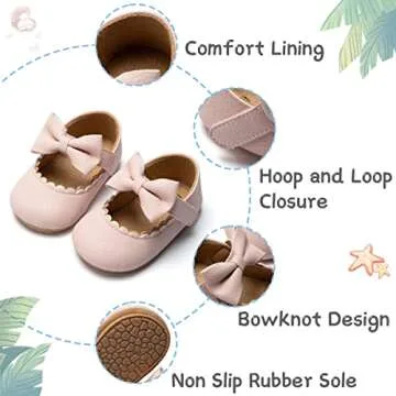 CENCIRILY Infant Baby Girls Mary Jane Flats Non Slip Soft Sole Prewalker Princess Wedding Dress Shoes