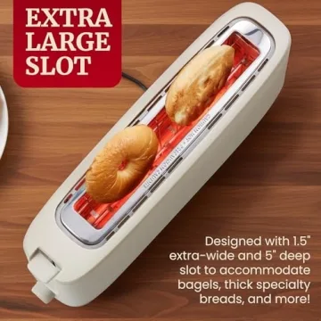 Elite Gourmet SLIMTOAST Toaster Extra Wide Slots Compact Design
