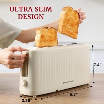 Elite Gourmet SLIMTOAST Toaster Extra Wide Slots Compact Design