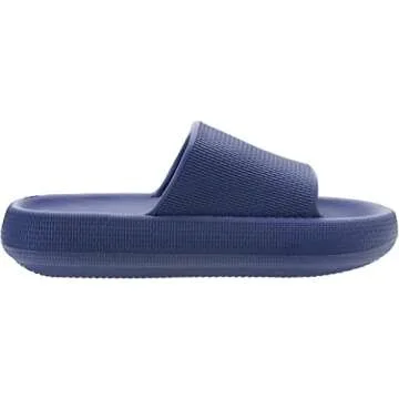 BRONAX Slides for Men Pillow Slippers House Home Garden Shower Bath Soft Indoor Quick Drying Sandals Sandles Size 12 Comfy Cushioned Thick Sole 46-47 Blue