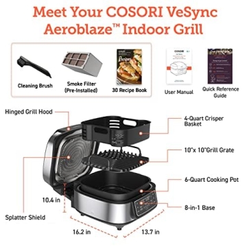 COSORI Electric Smokeless Indoor Grill & Smart XL Air Fryer Combo
