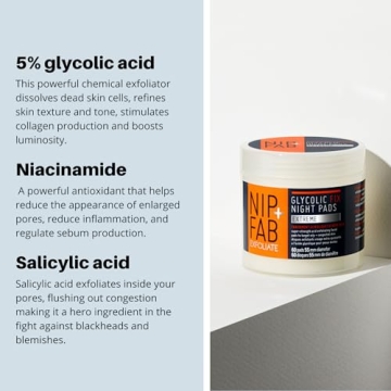 Glycolic Acid Night Face Pads for Radiant Skin