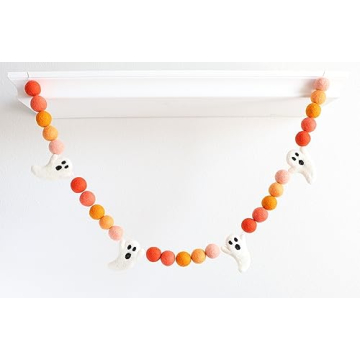 Halloween Felt Garland 6 Ft Wool Ball Pom Ornament String Colorful Banner Mantel Hanging Decor Cute ...