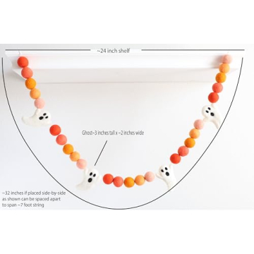 Halloween Felt Garland 6 Ft Wool Ball Pom String Decor