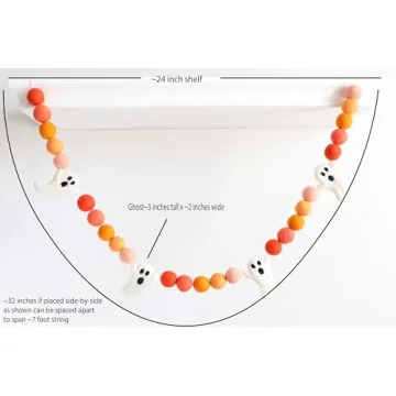 Halloween Felt Garland 6 Ft Wool Ball Pom String Decor